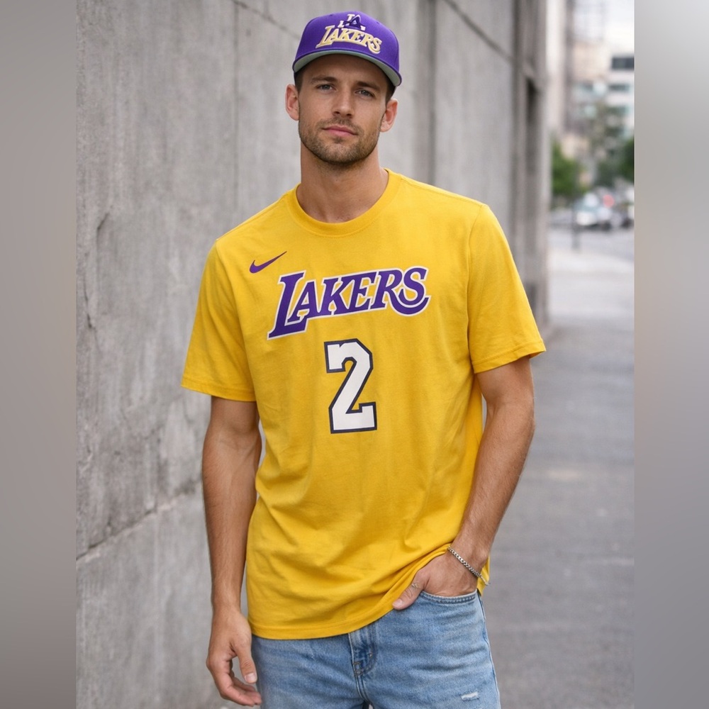 Nike Dri-FIT LA Lakers Lonzo Ball‎ #2 T-Shirt Mens Medium NBA Yellow